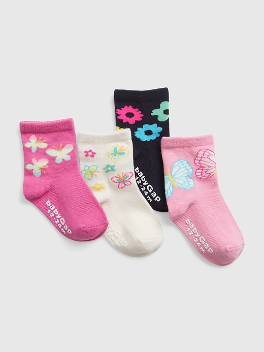 View large product image 1 of 1. Toddler Butterfly Crew Socks (4-Pack)
