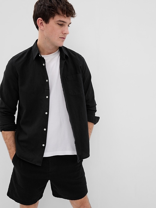 1 of 8 showing, with the color true black of product Linen-Cotton Shirt