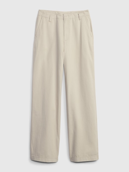Image number 6 showing, Mid Rise Twill Wide-Leg Khakis