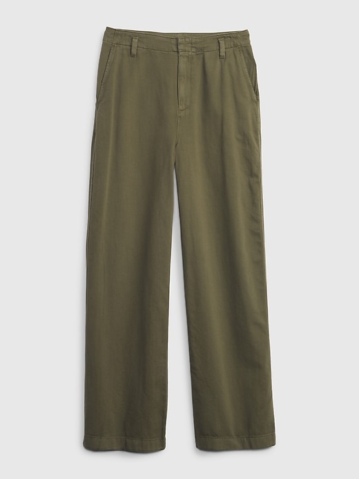 Image number 6 showing, Mid Rise Twill Wide-Leg Khakis
