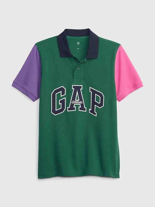1 of 8 showing, with the color green of product Kids Gap Logo Pique Polo Shirt