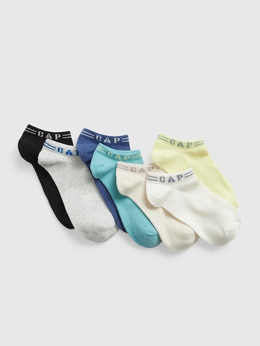 1 of 8 showing, with the color multi of product Kids Gap Logo No-Show Socks (7-Pack)