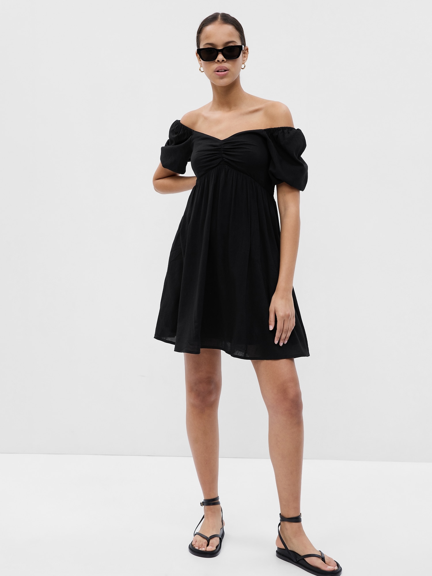 Puff Sleeve Empire Waist Mini Dress | Gap