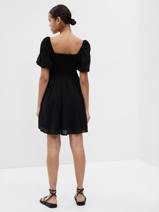 orange empire waist dress Blue Puff Sleeve Pax Midi Dress