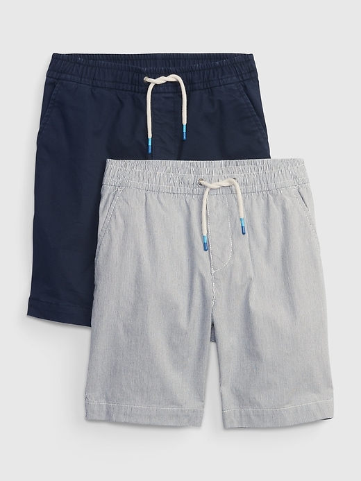 1 of 8 showing, with the color elysian blue of product Kids Easy Pull-On Shorts (2-Pack)