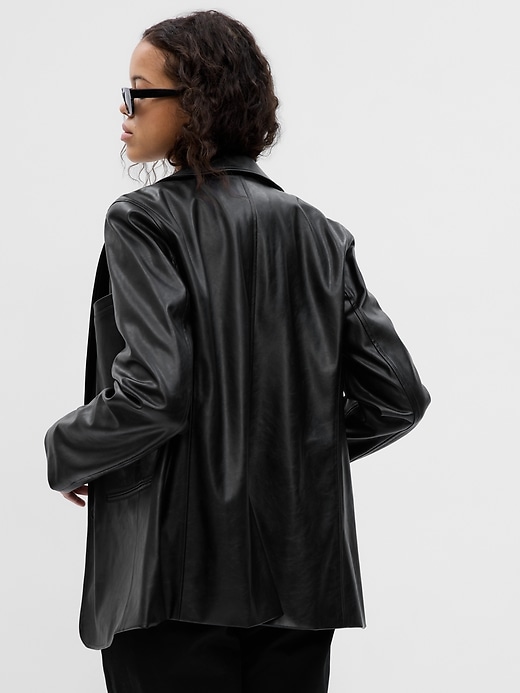2 of 8 showing, with the color black of product Vegan Leather Blazer
