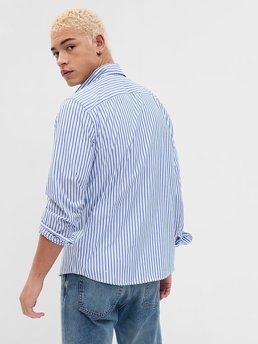 2 of 8 showing, with the color blue stripe of product All-Day Poplin Shirt in Untucked Fit