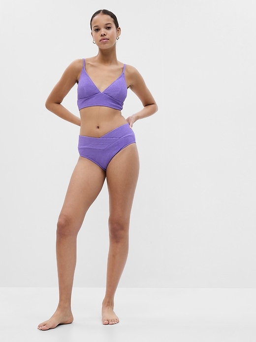 1 of 8 showing, with the color lively purple of product Rib Crossover Bikini Bottom