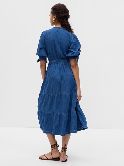 Image number 2 showing, Denim Tiered Midi Dress with Washwell