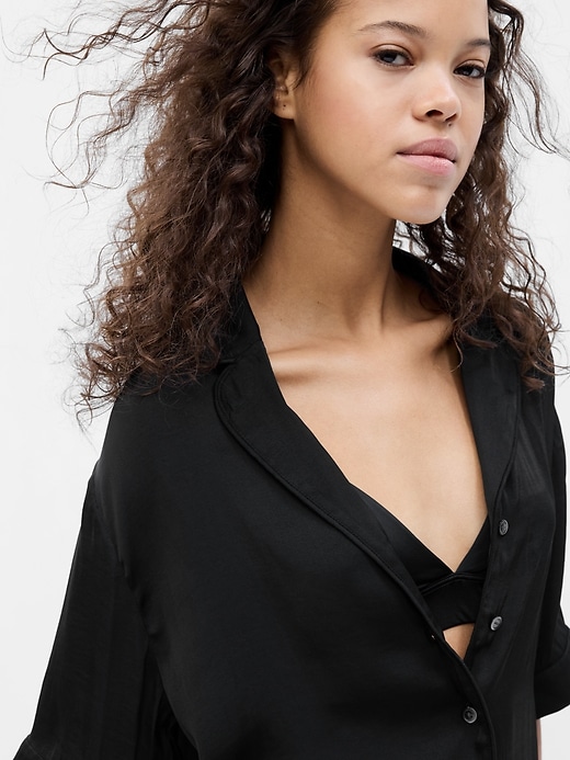 Image number 3 showing, Satin PJ Shirt