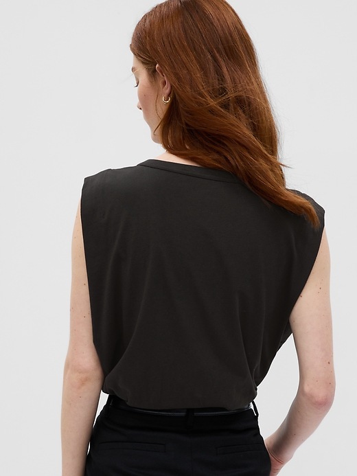 2 of 8 showing, with the color black of product Gap Logo Muscle Sleeveless T-Shirt