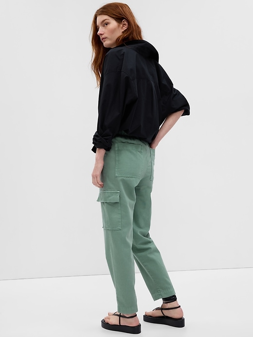2 of 8 showing, with the color sage green of product Mid Rise Twill Cargo Pants