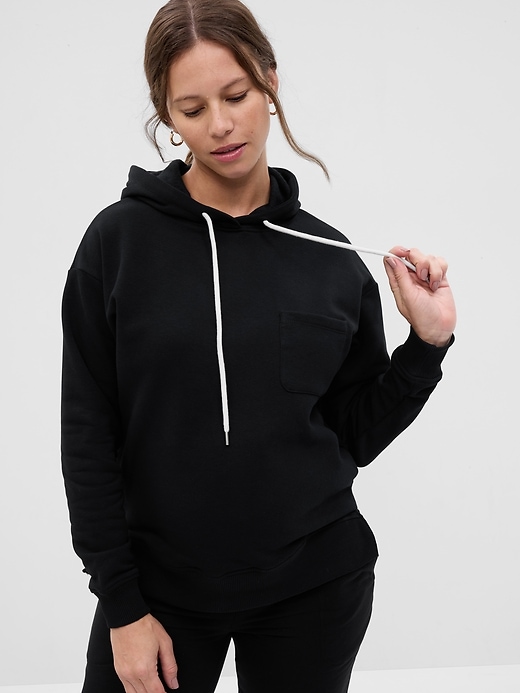 1 of 8 showing, with the color true black of product Maternity Supersoft Terry Hoodie