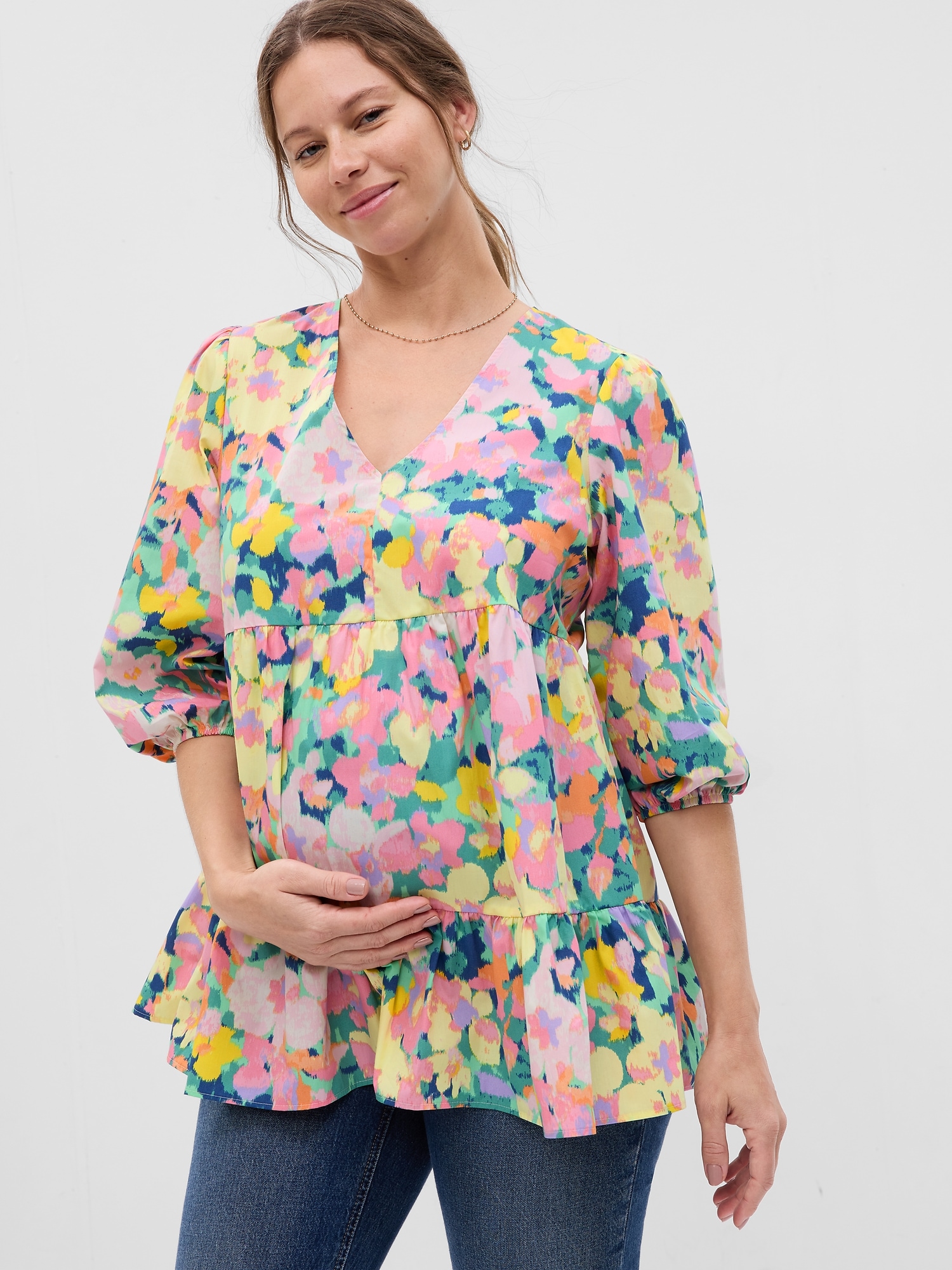 Gap Maternity Poplin Tiered Top