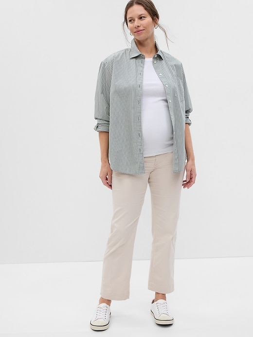 View large product image 1 of 1. Maternity Full Panel Straight Khakis