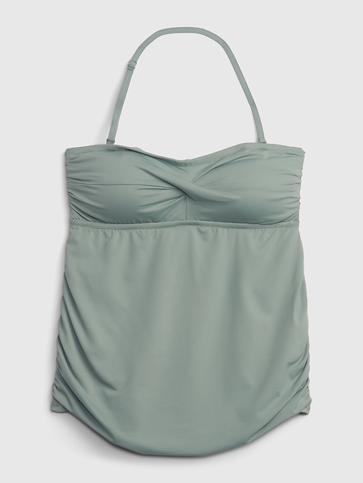 1 of 8 showing, with the color sage green of product Maternity Swim Tankini Top