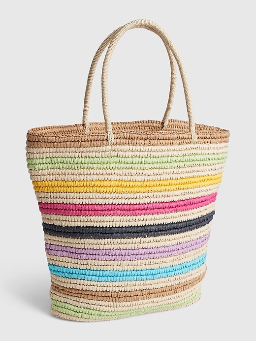 Rainbow Stripe Straw Tote Bag Gap