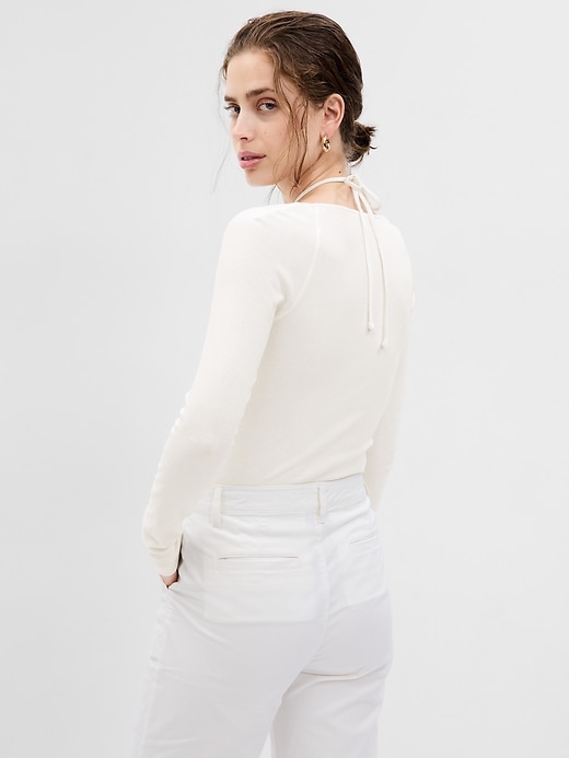 2 of 8 showing, with the color new off white of product Modern Cut-Out Halter T-Shirt