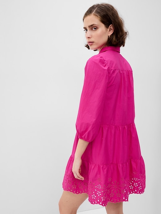 2 of 8 showing, with the color viva magenta pink of product Puff Sleeve Shirtdress