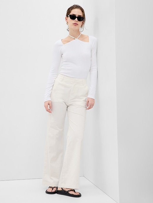 Image number 1 showing, High Rise Flare Khakis