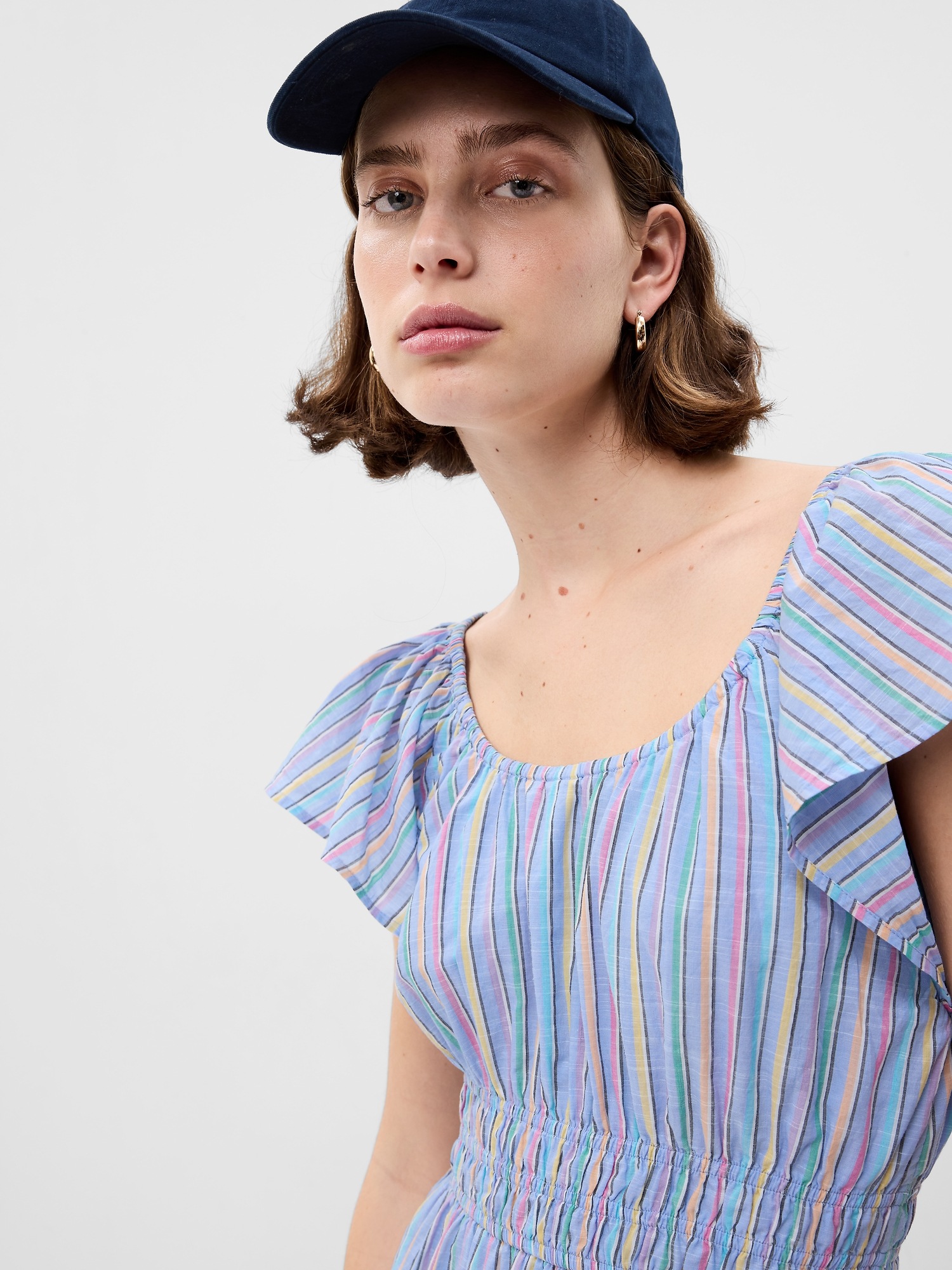 Flutter Sleeve Tiered Mini Dress Gap
