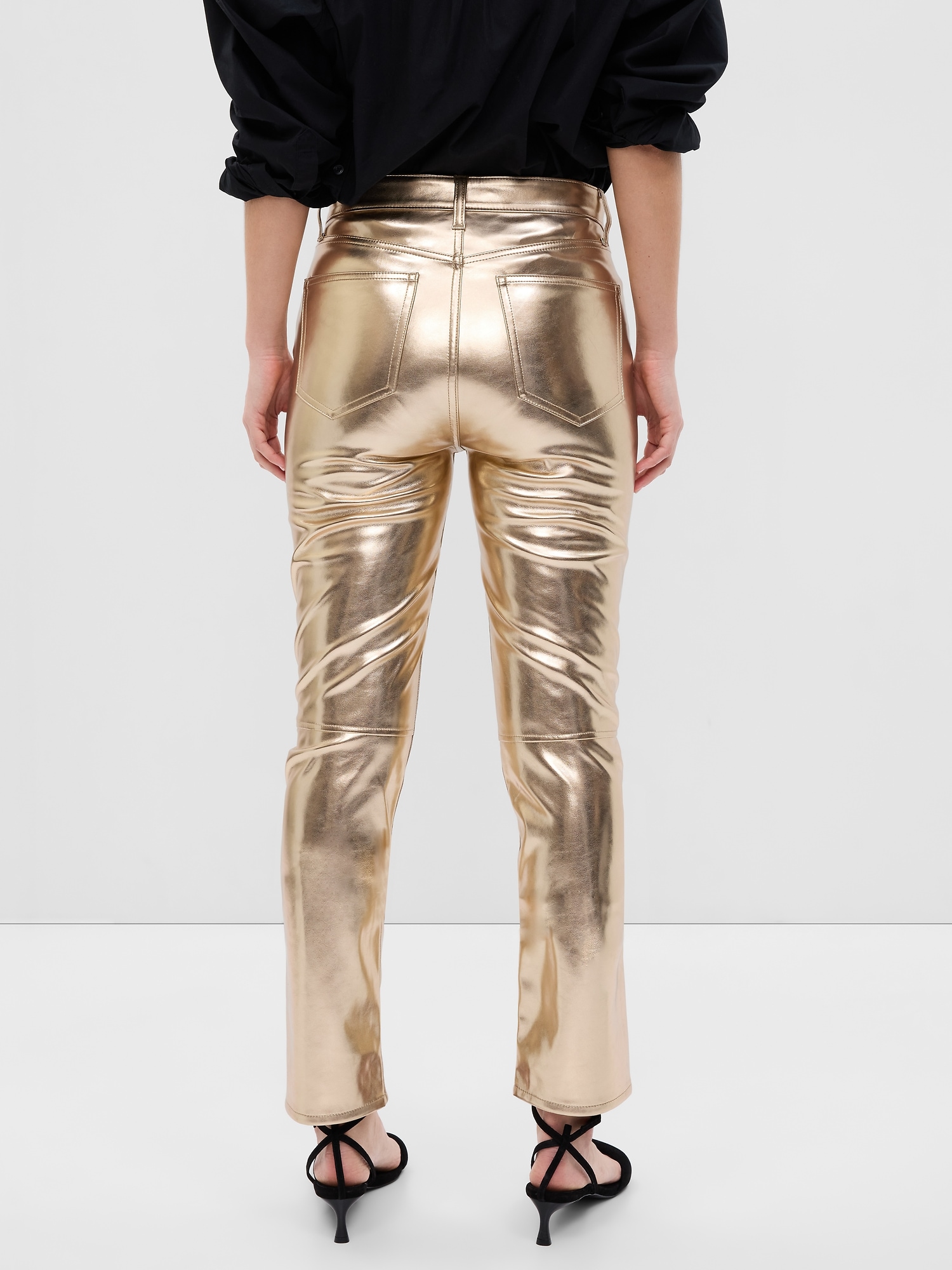 Gold faux leather pants sale