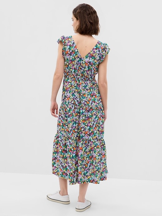 2 of 8 showing, with the color multi color ditsy floral of product Flutter Sleeve Maxi Dress