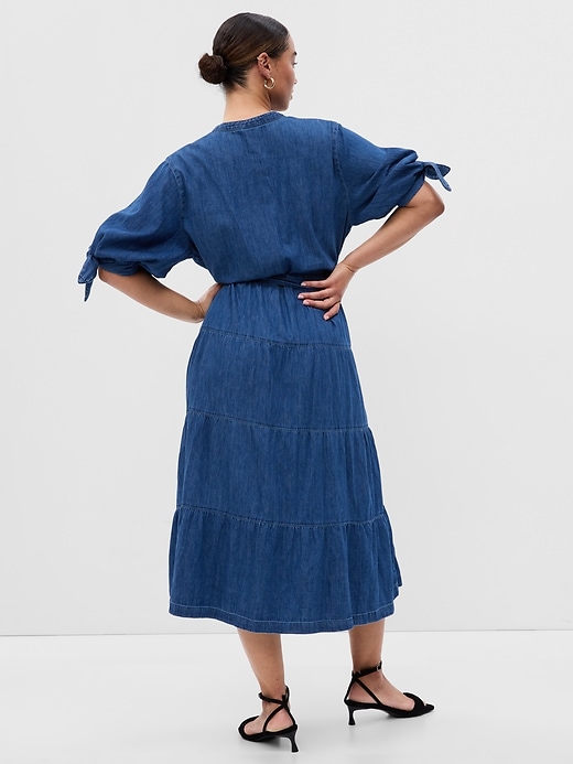 Image number 5 showing, Denim Tiered Midi Dress with Washwell