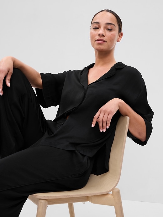 Image number 4 showing, Satin PJ Shirt