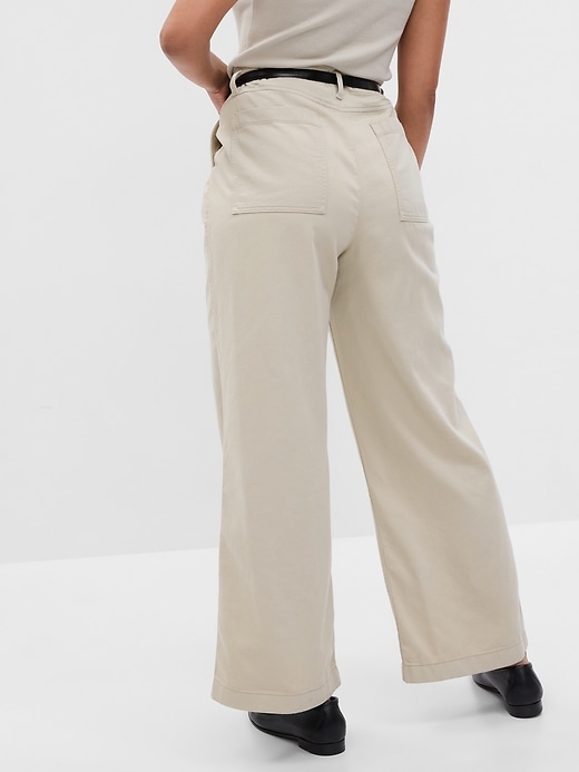 Image number 5 showing, Mid Rise Twill Wide-Leg Khakis