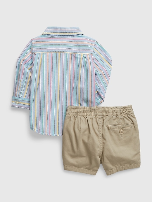 2 of 8 showing, with the color multi stripe of product Baby Stripe Two-Piece Outfit Set