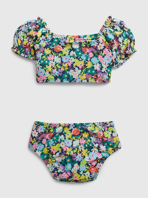 2 of 8 showing, with the color ditsy floral multi of product Toddler Puff Sleeve Swim Two-Piece