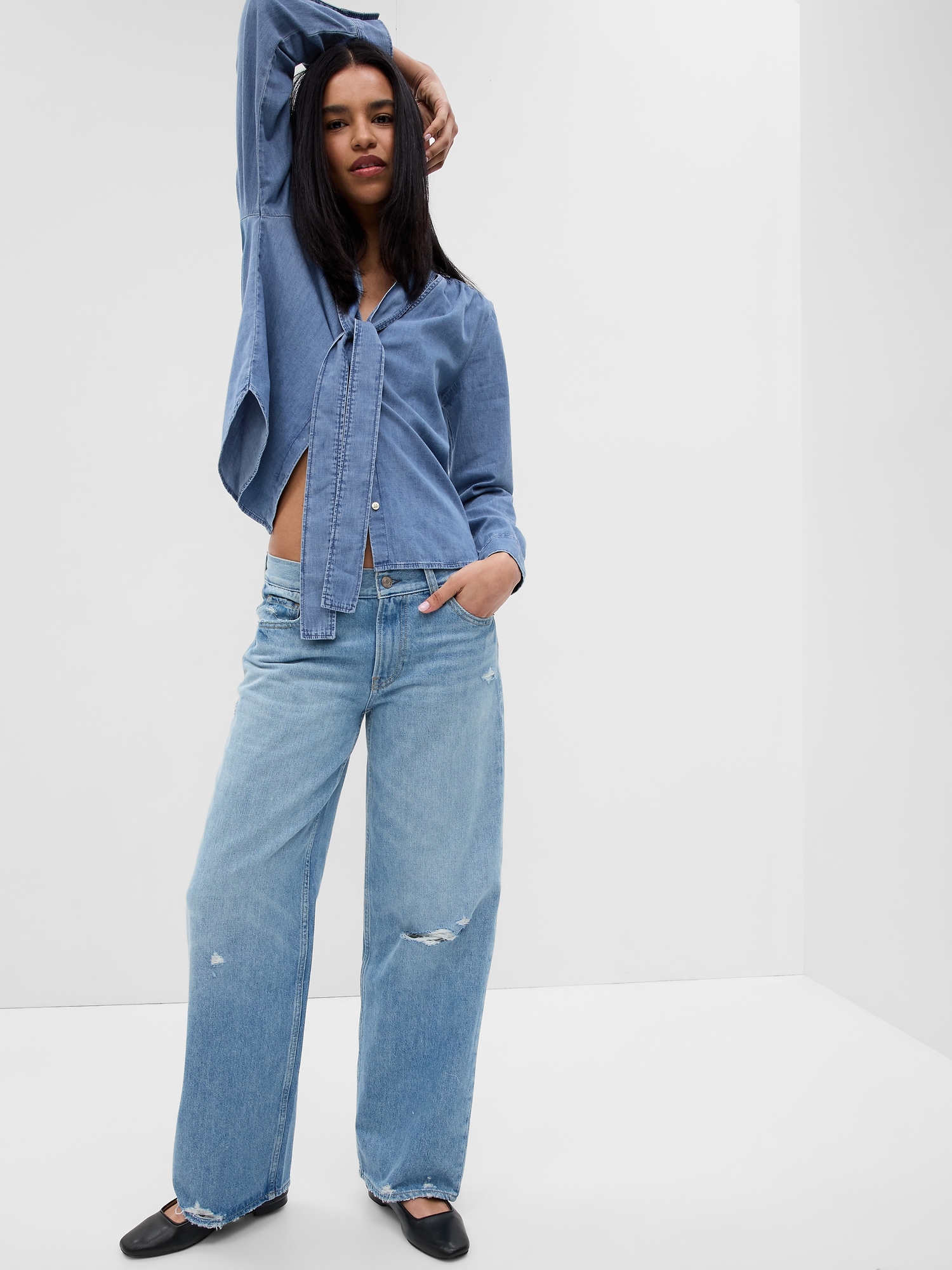 Denim TieNeck Shirt Gap