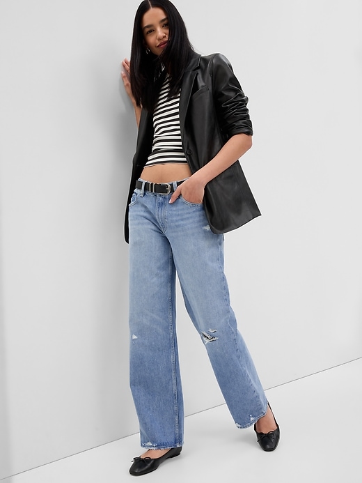 Image number 1 showing, Low Rise Stride Wide-Leg Jeans