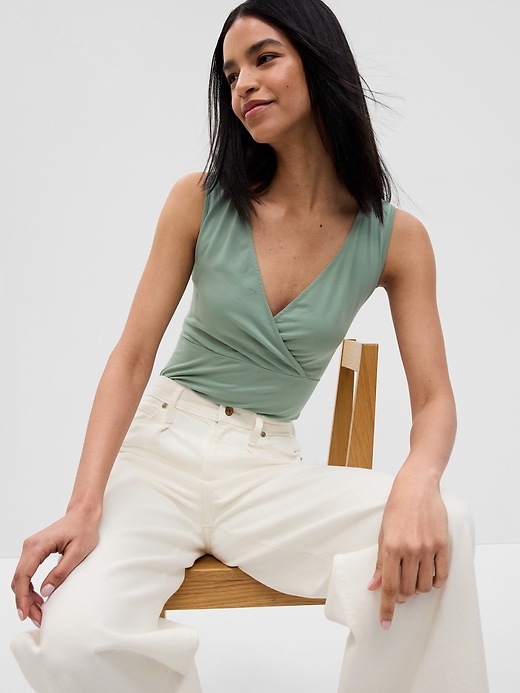 Image number 1 showing, Maternity Cotton V-Neck Nursing Tank Top