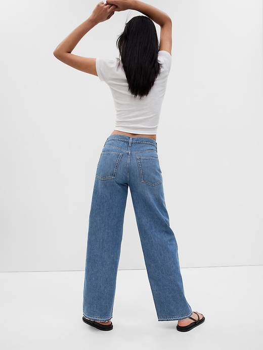 2 of 8 showing, with the color medium indigo of product Low Rise Stride Wide-Leg Jeans