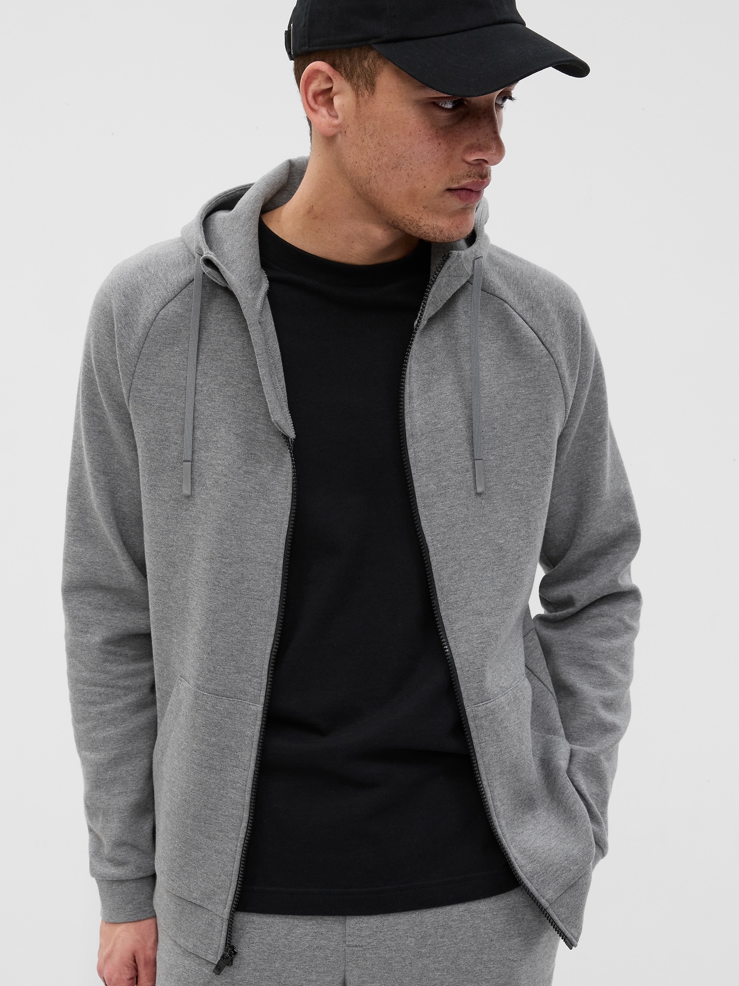 Gap Fit Tech Fleece Full-zip Hoodie In Grey