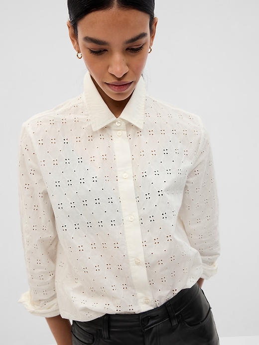 Eyelet Lace Boyfriend Shirt Gap