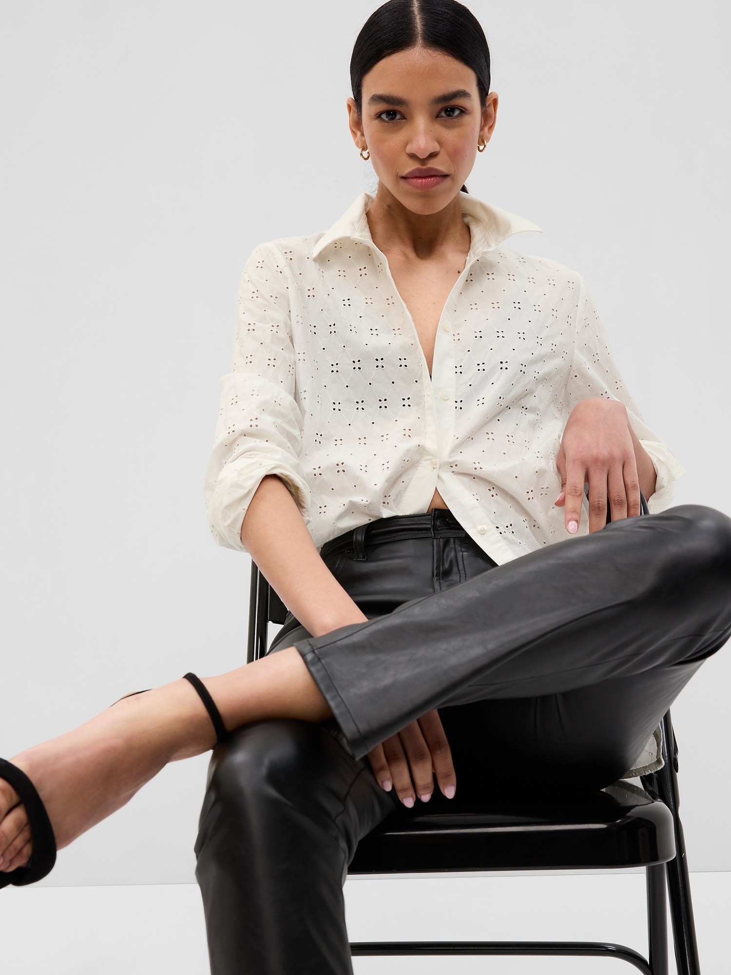 Eyelet Lace Boyfriend Shirt Gap