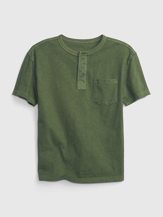 1 of 8 showing, with the color green of product Kids Pocket Henley T-Shirt