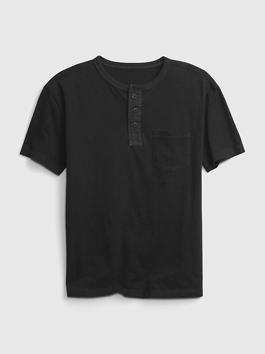 1 of 8 showing, with the color black of product Kids Pocket Henley T-Shirt