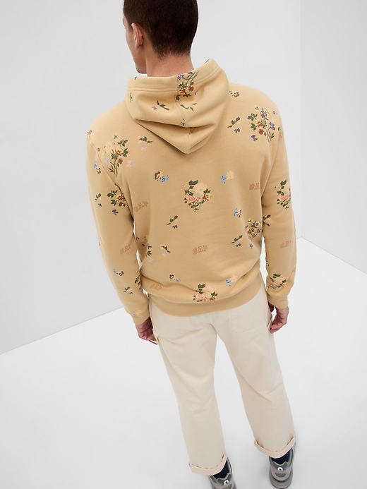 2 of 8 showing, with the color cashew crunch of product Allover Floral Gap Logo Hoodie