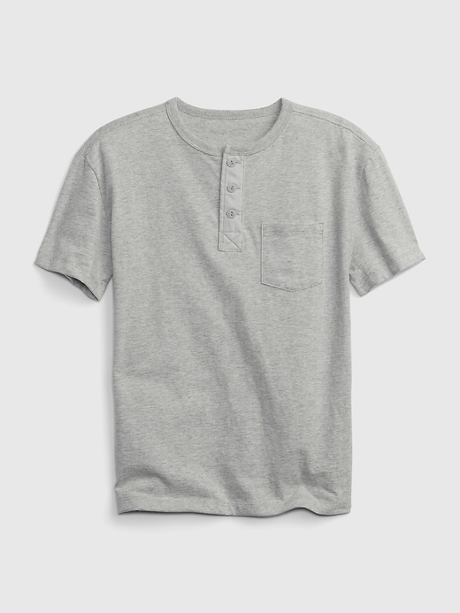 1 of 8 showing, with the color light heather grey of product Kids Pocket Henley T-Shirt