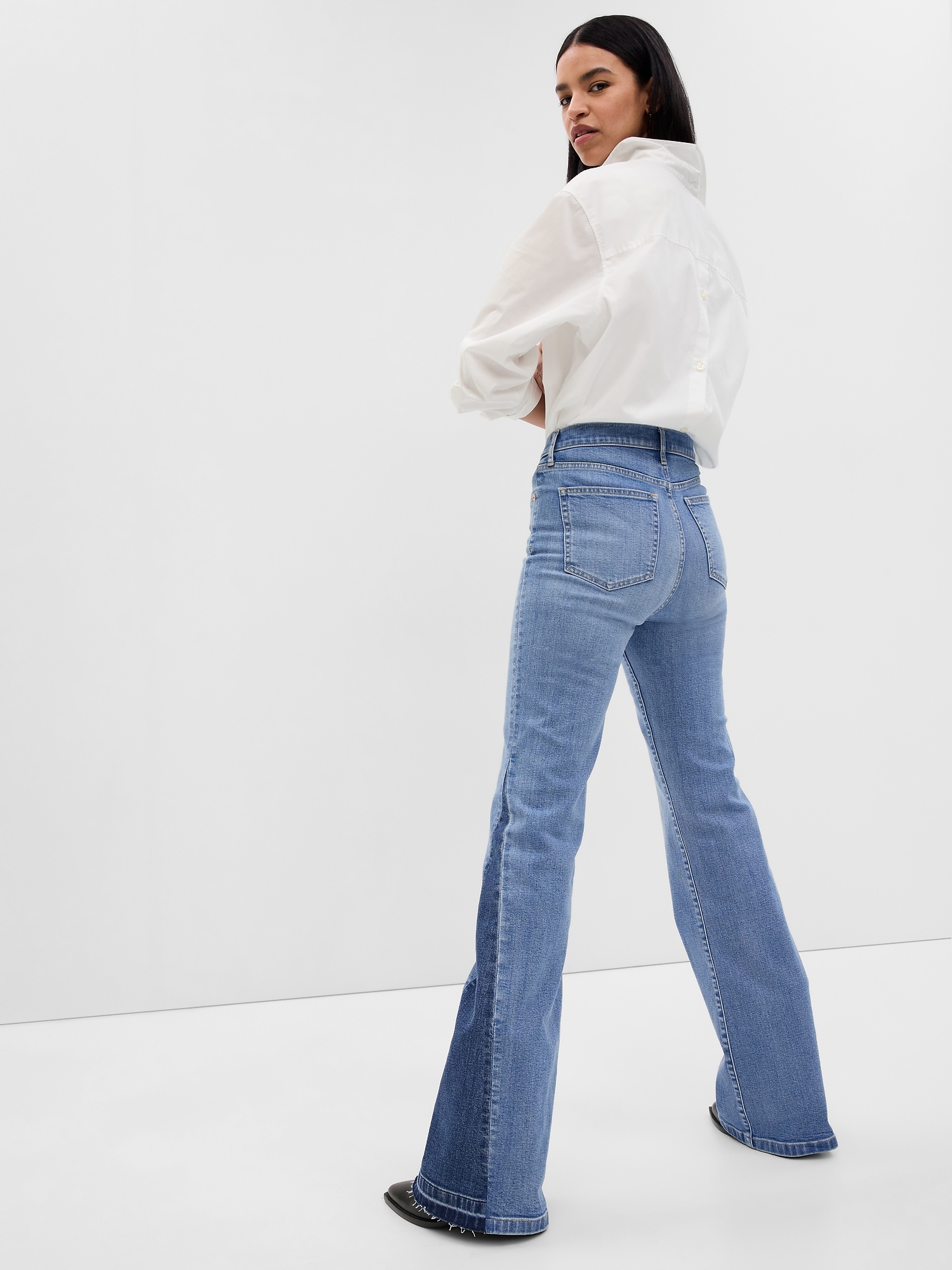 High Rise Patched '70s Flare Jeans with Washwell | Gap