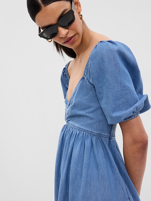 gap puff sleeve denim dress Gap