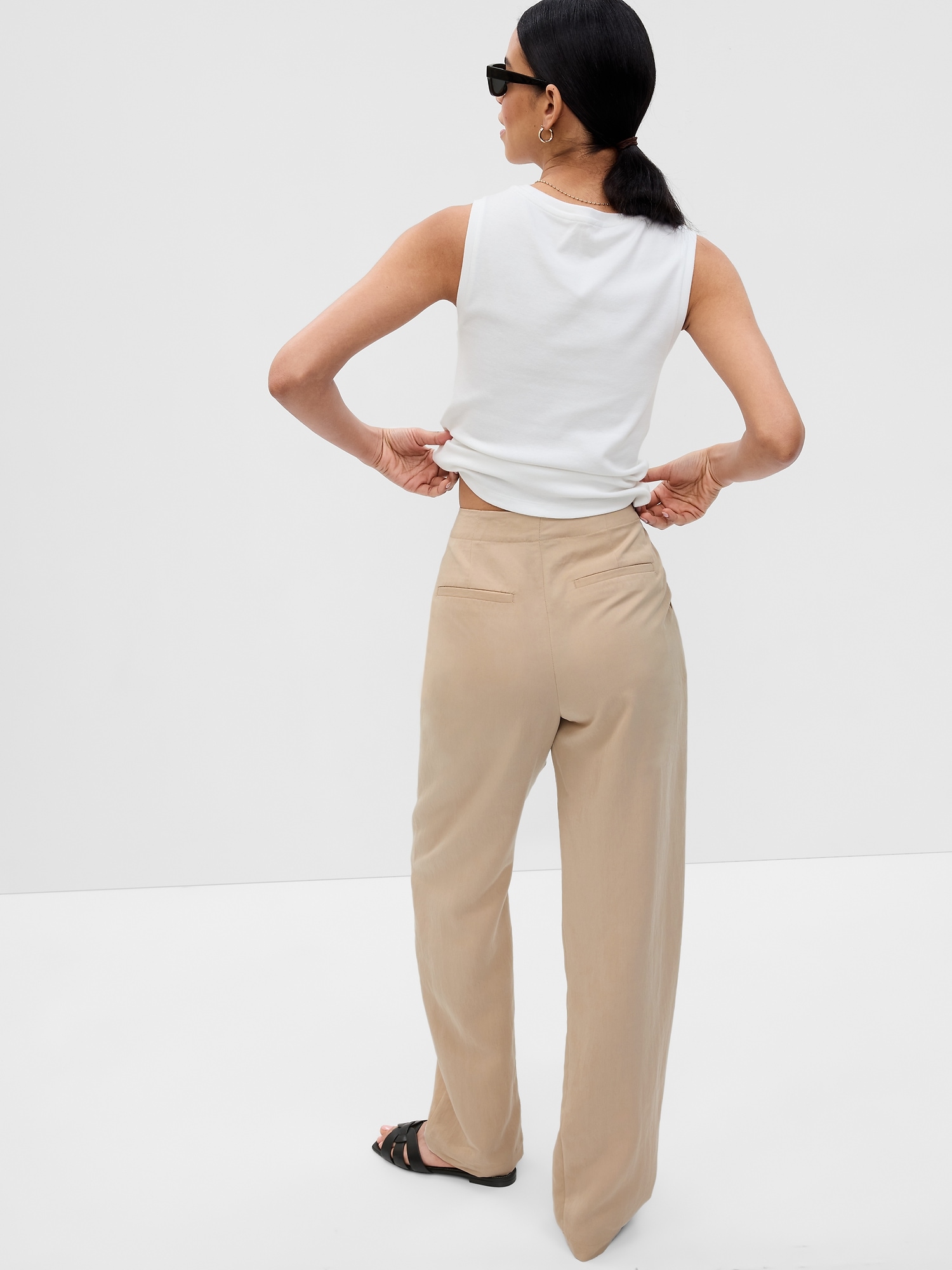 Wide twill trousers - Light beige - Ladies | H&M IN-anthinhphatland.vn