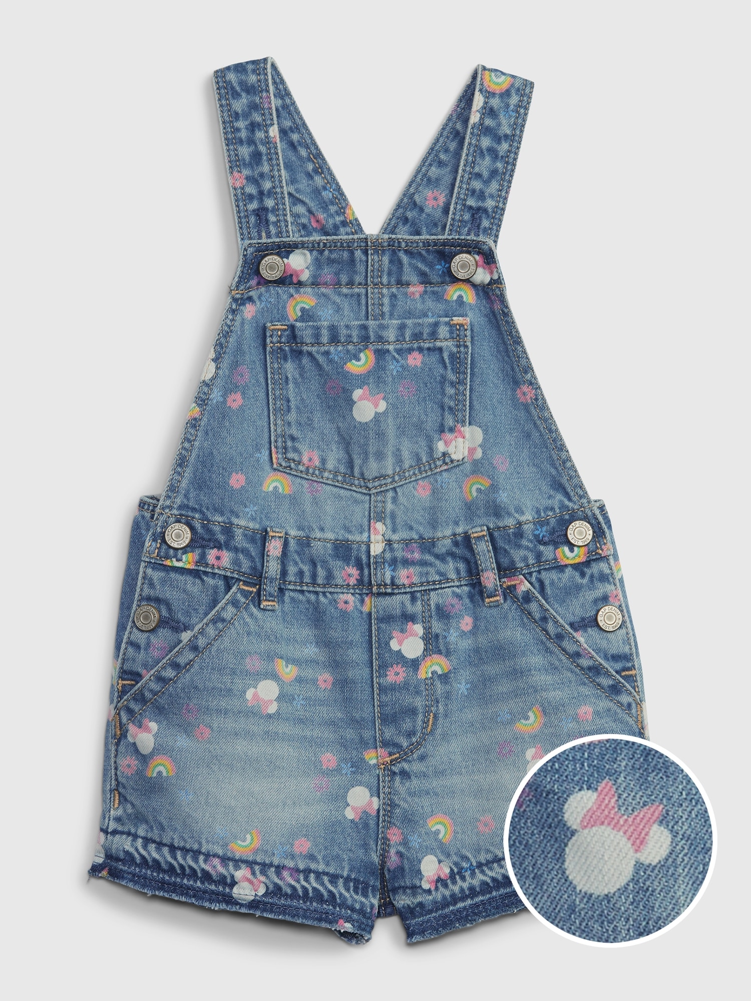 Gap babyGap &#124 Disney Minnie Mouse Denim Shortalls with Washwell blue. 1