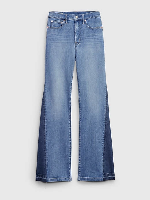 Image number 6 showing, High Rise Patched '70s Flare Jeans with Washwell