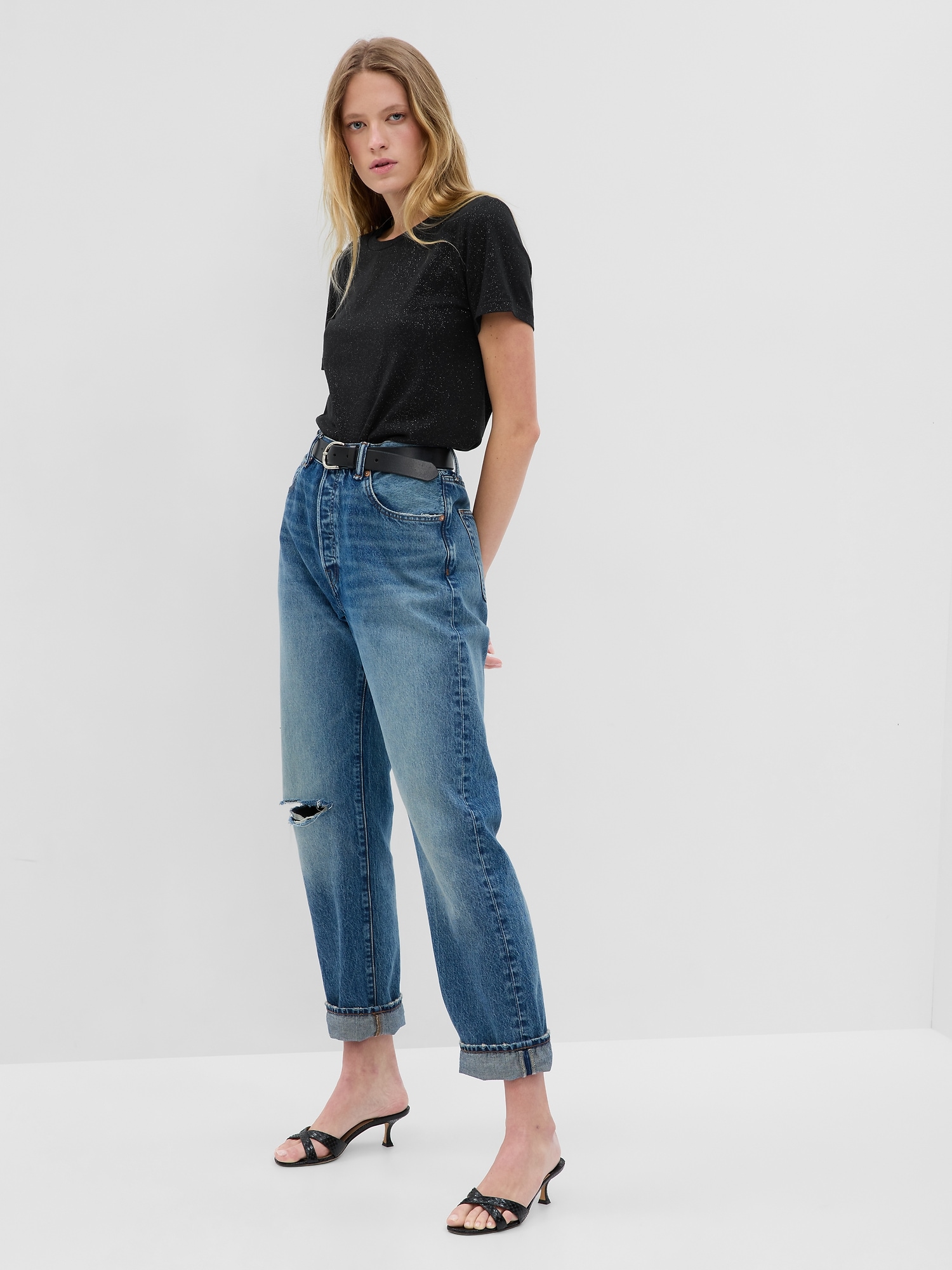 Gap Vintage Cotton Shine T-shirt In Black Sparkle