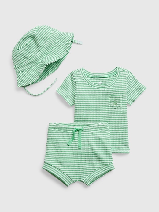 Image number 4 showing, Baby Three-Piece Rib Outfit Set